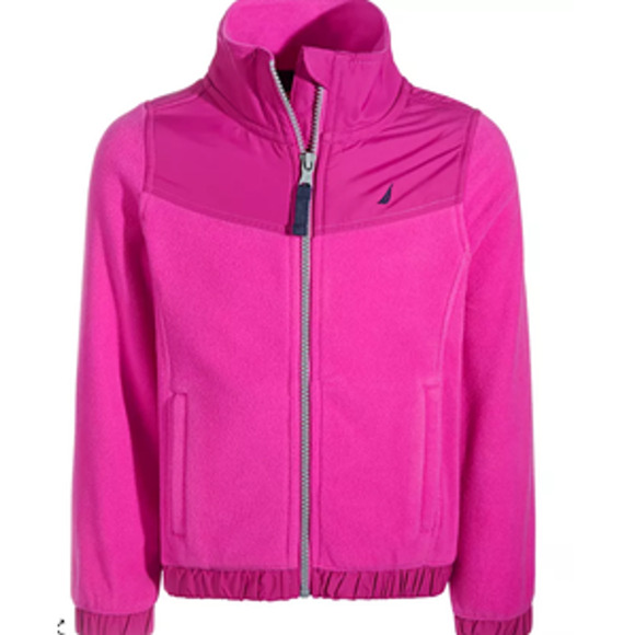 NAUTICA Little Girls Zip-Up Polar Fleece Hoodie Size 5 Pink NWT196601873300 - Picture 1 of 4